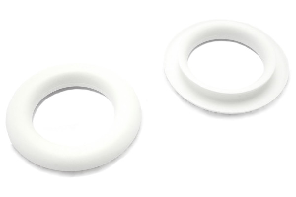 Sõrmeaugu rõngad, plastist, valged