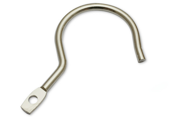 Metallist näidisekonksud, 71 mm, neetiauguga, nikeldatud