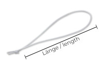 Valmislipsud kummipaelast,<BR> valged